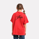 Girls Printed Oversized T-Shirt Red Color
