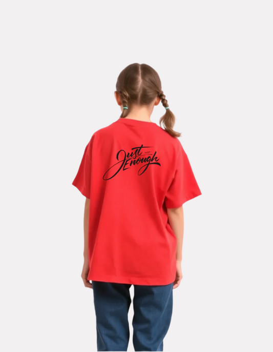 Girls Printed Oversized T-Shirt Red Color