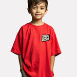 Boys Printed Oversized Cotton T-Shirt Red Color