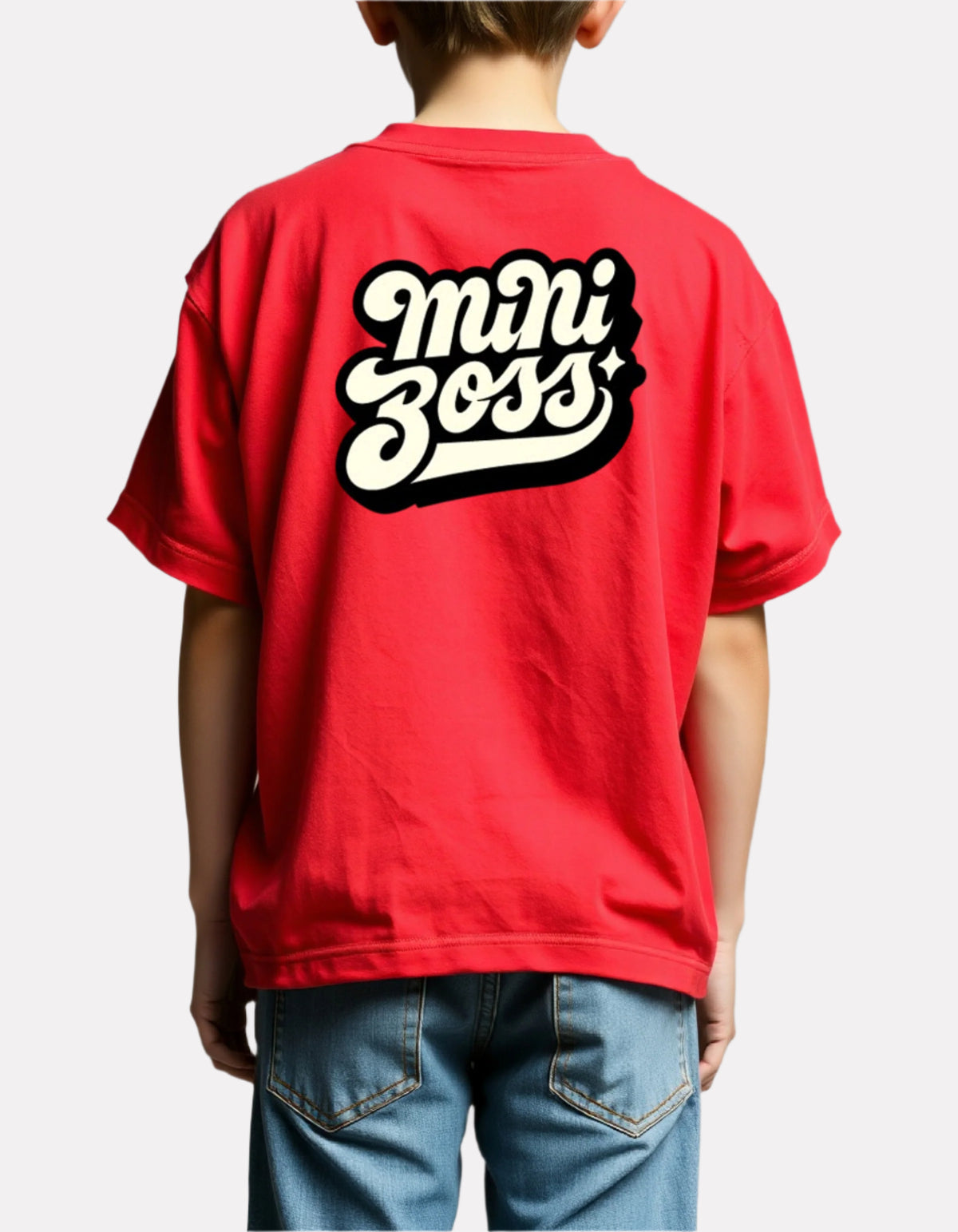 Boys Printed Oversized Cotton T-Shirt Red Color