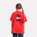 Girls Printed Oversized T-Shirt Red Color