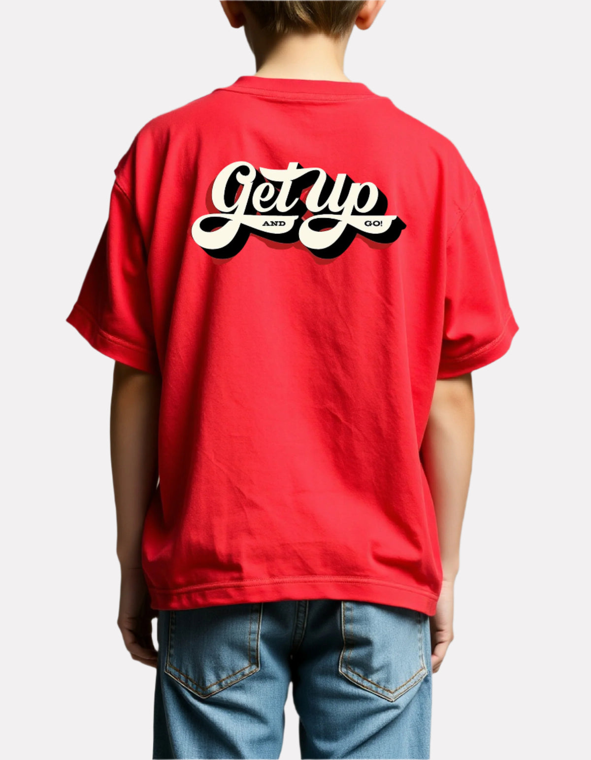 Boys Printed Oversized Cotton T-Shirt Red Color
