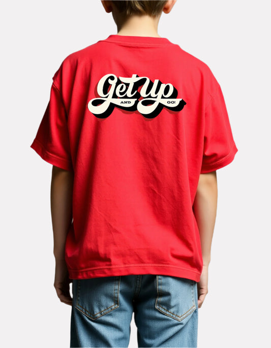 Boys Printed Oversized Cotton T-Shirt Red Color