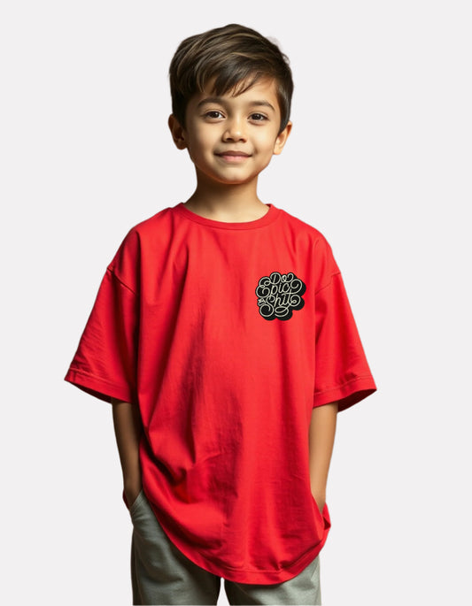 Boys Printed Oversized Cotton T-Shirt Red Color
