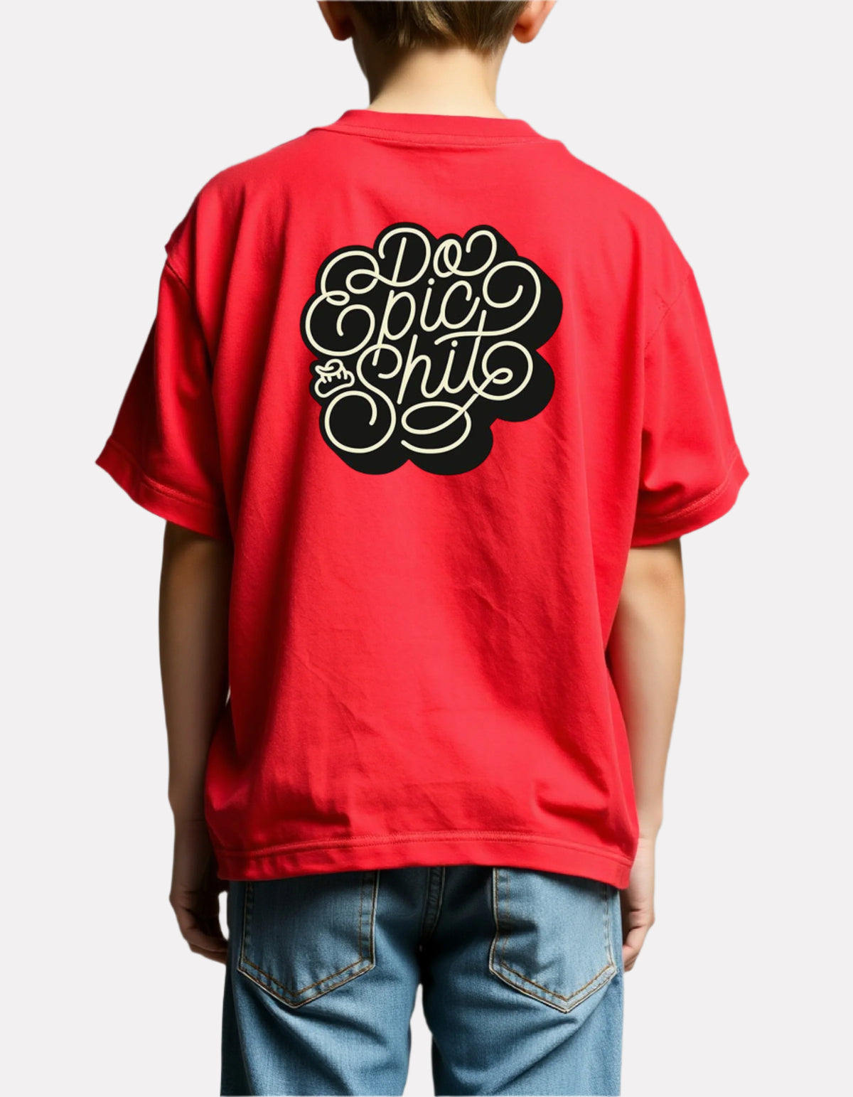 Boys Printed Oversized Cotton T-Shirt Red Color