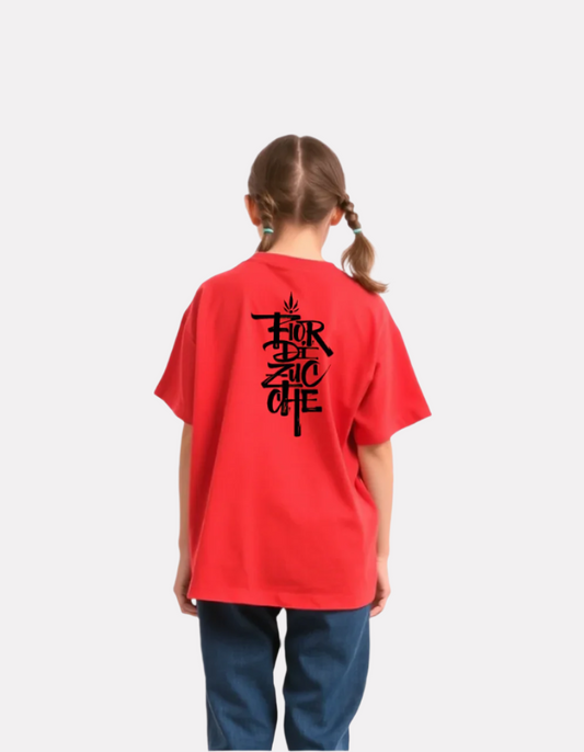 Girls Printed Oversized T-Shirt Red Color