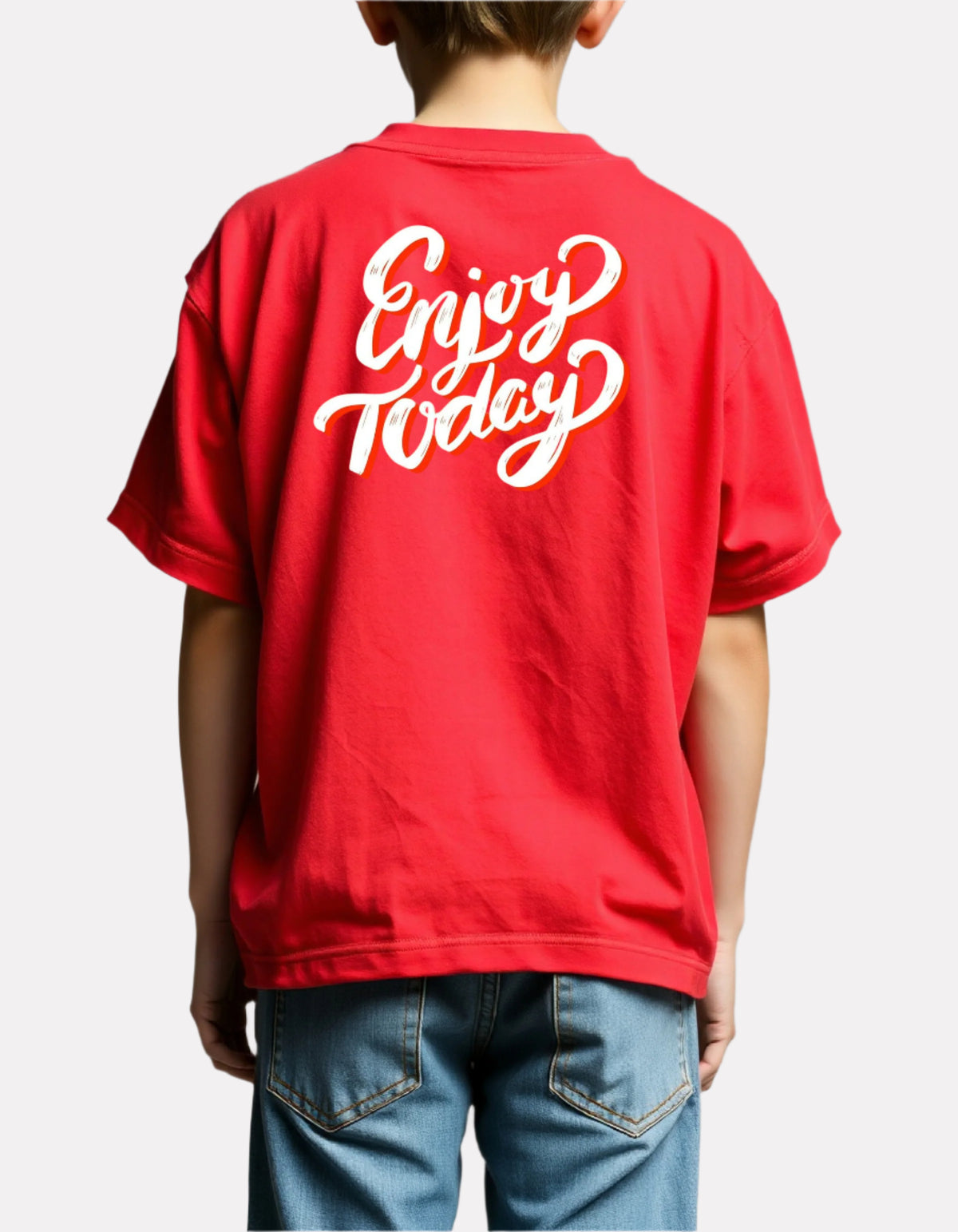 Boys Printed Oversized Cotton T-Shirt Red Color