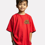 Boys Printed Oversized Cotton T-Shirt Red Color