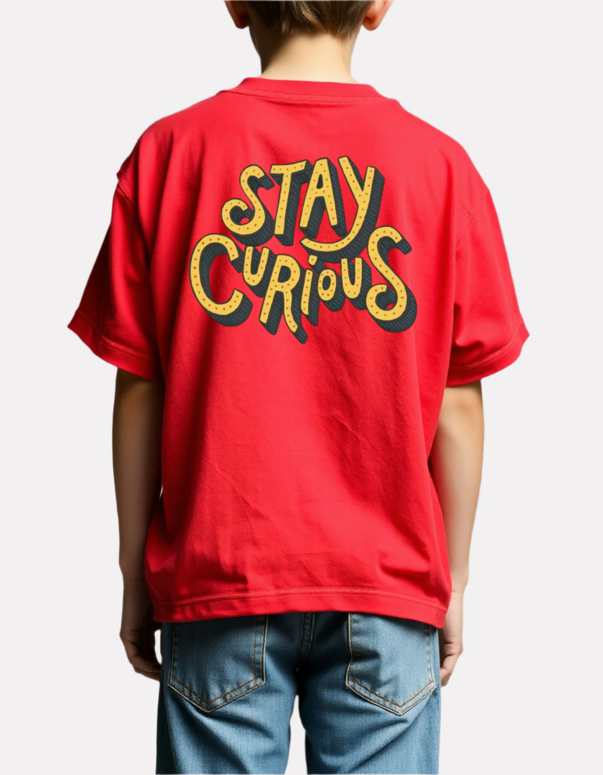 Boys Printed Oversized Cotton T-Shirt Red Color