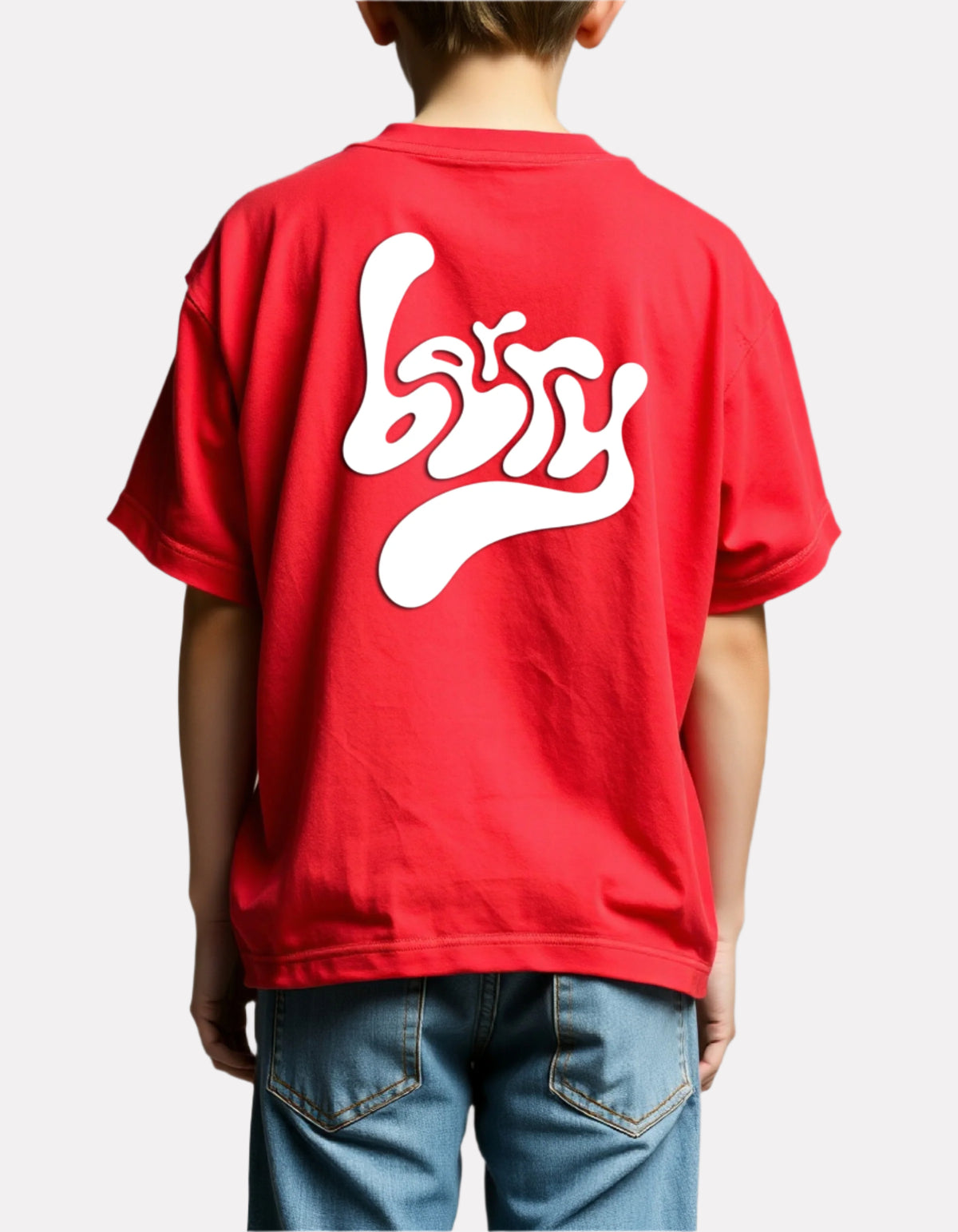 Boys Printed Oversized Cotton T-Shirt Red Color