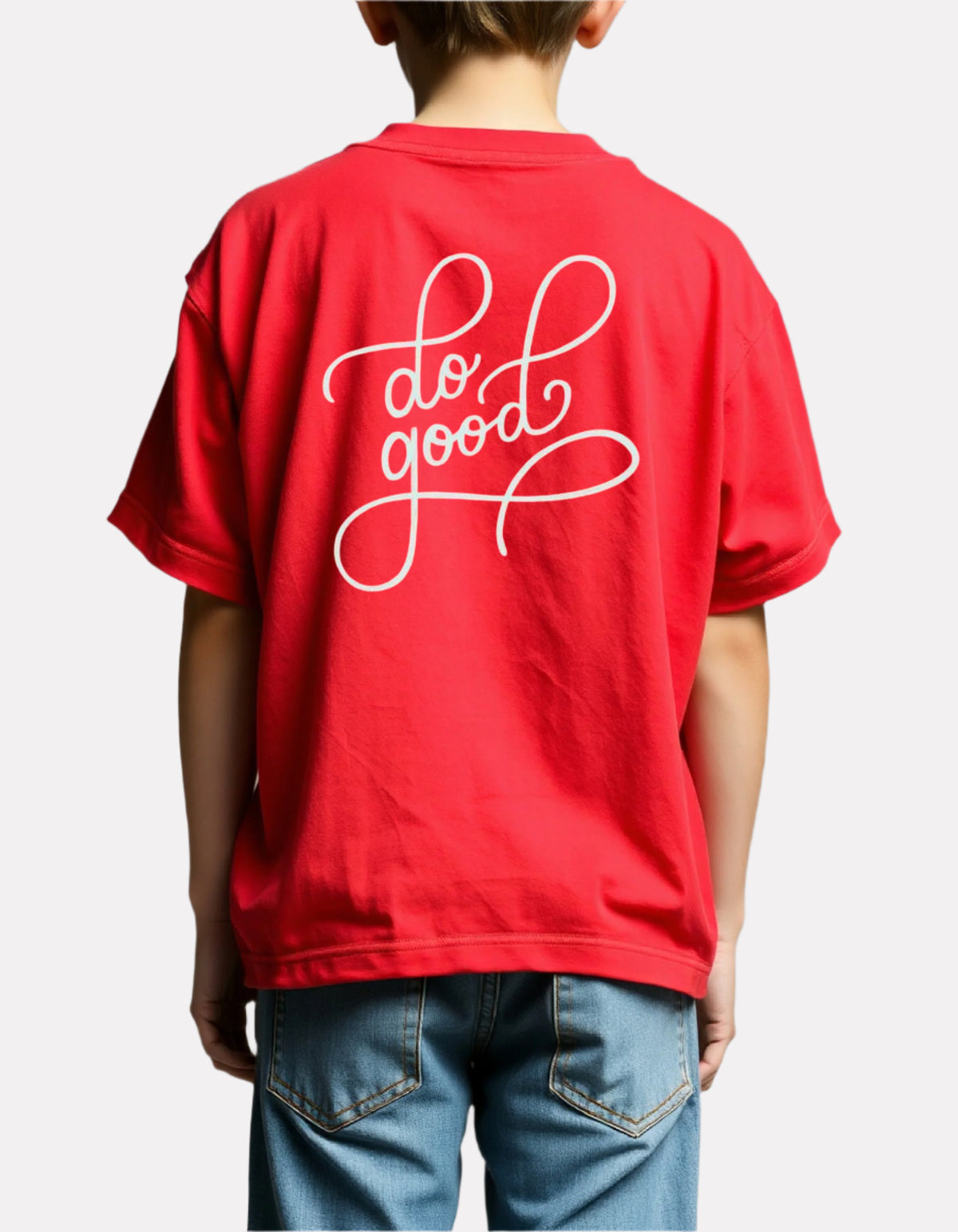 Boys Printed Oversized Cotton T-Shirt Red Color