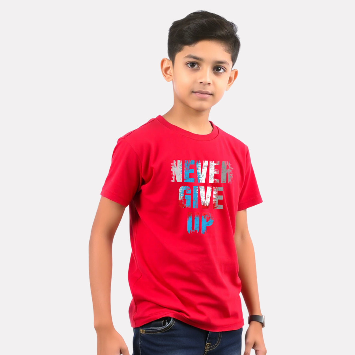 Junior Boy Red Color Graphic Printed T-Shirt