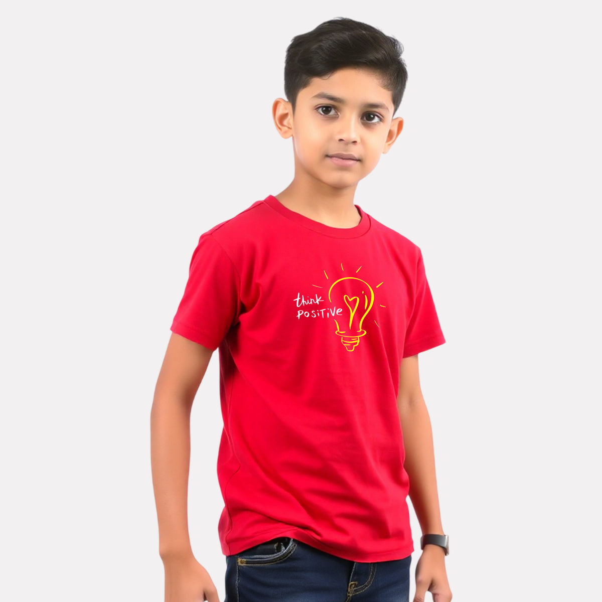 Junior Boy Red Color Graphic Printed -Shirt