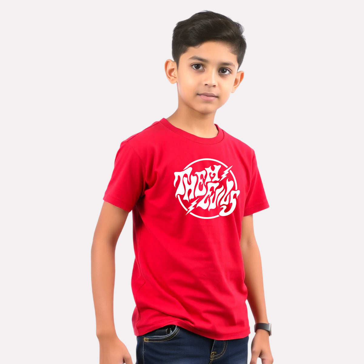 Junior Boy Red Color Graphic Printed T-Shirt