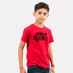 Junior Boy Red Color Graphic Printed T-Shirt