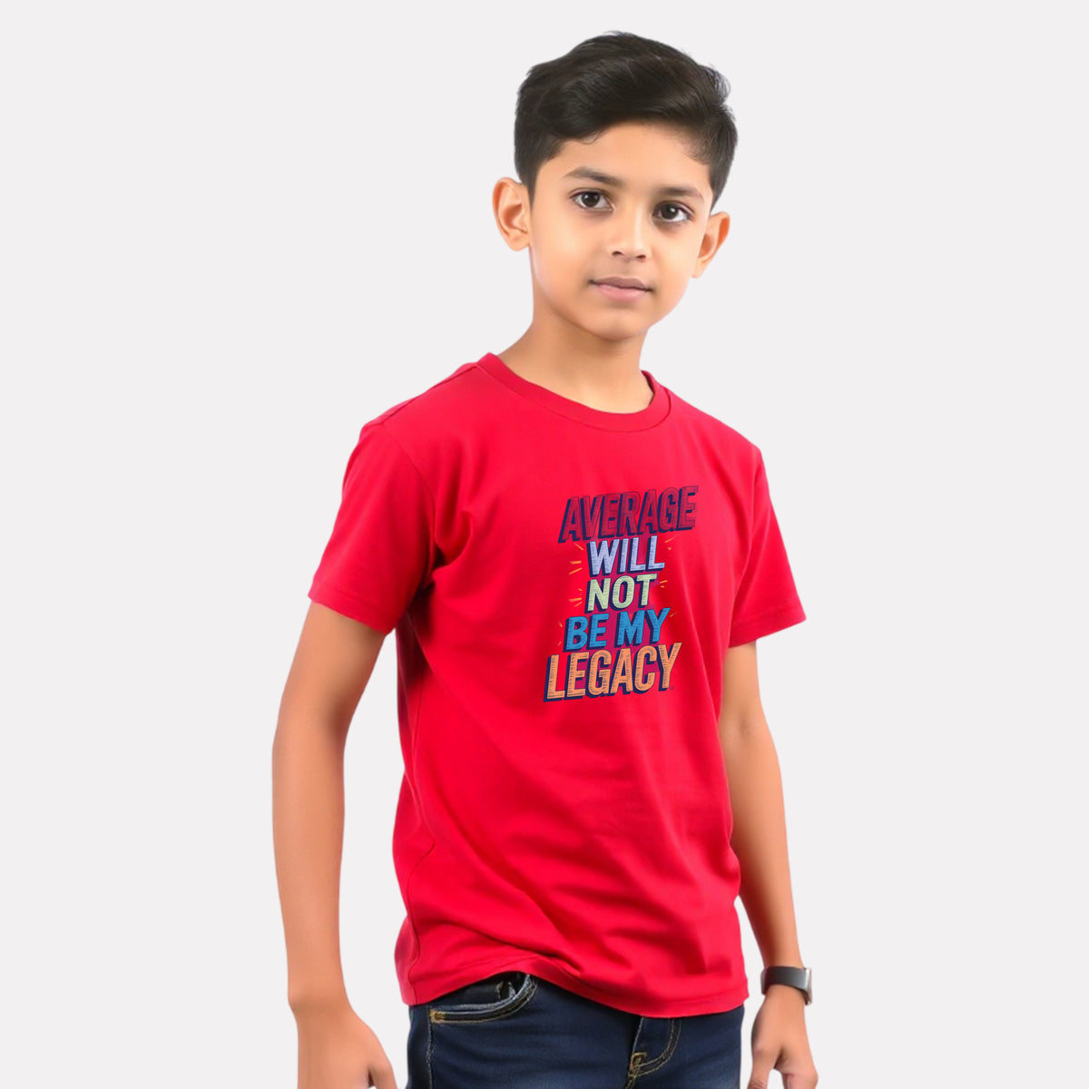 Junior Boy Red Color Graphic Printed T-Shirt