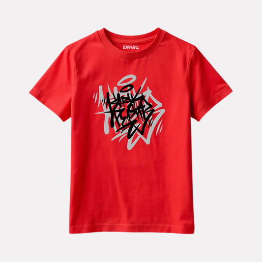 Junior Boy Red Color Graphic Printed T-Shirt