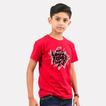 Junior Boy Red Color Graphic Printed T-Shirt