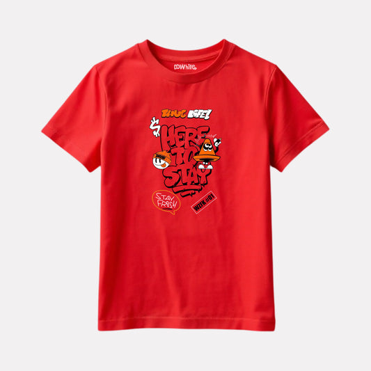 Junior Boy Red Color Graphic Printed T-Shirt