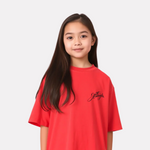 Girls Printed Oversized T-Shirt Red Color