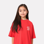 Girls Printed Oversized T-Shirt Red Color