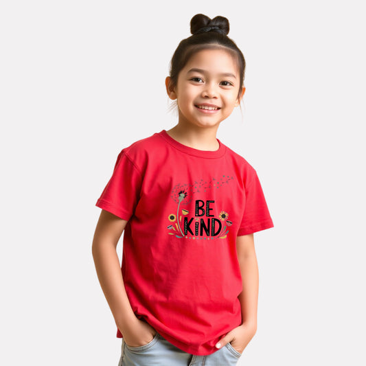 Junior Girl Printed Red Casual Cotton T-Shirt