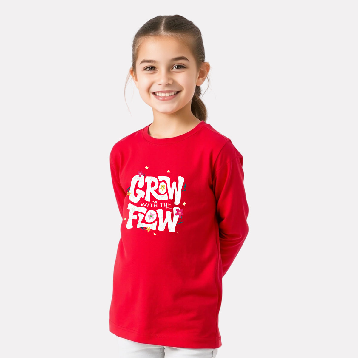 Stylish Full Sleeve Red Cotton Printed T-Shirt