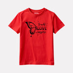 Junior Girl Printed Red Casual Cotton T-Shirt