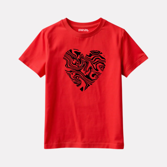 Junior Girl Printed Red Casual Cotton T-Shirt