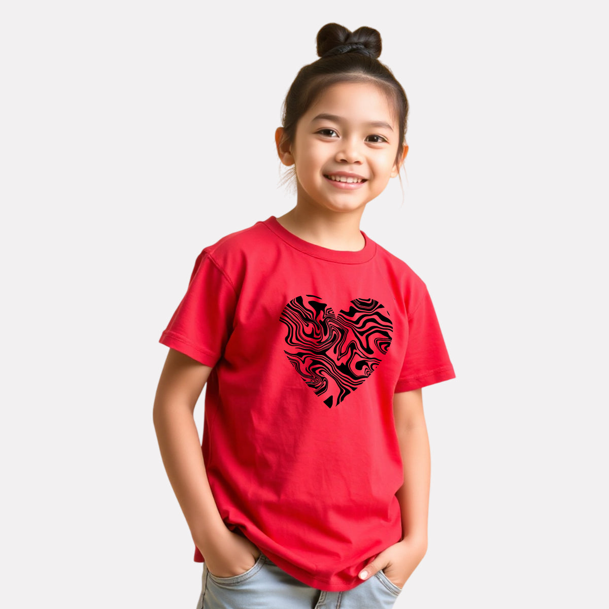 Junior Girl Printed Red Casual Cotton T-Shirt