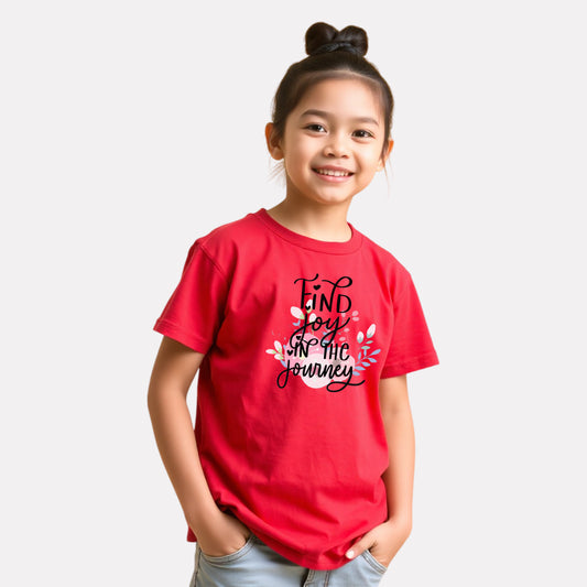 Junior Girl Printed Red Casual Cotton T-Shirt