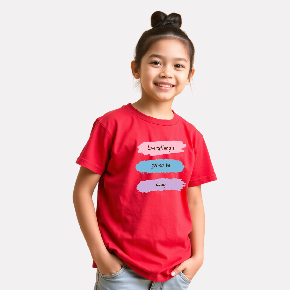 Junior Girl Printed Red Casual Cotton T-Shirt
