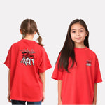 Girls Printed Oversized  T-Shirt Red Color