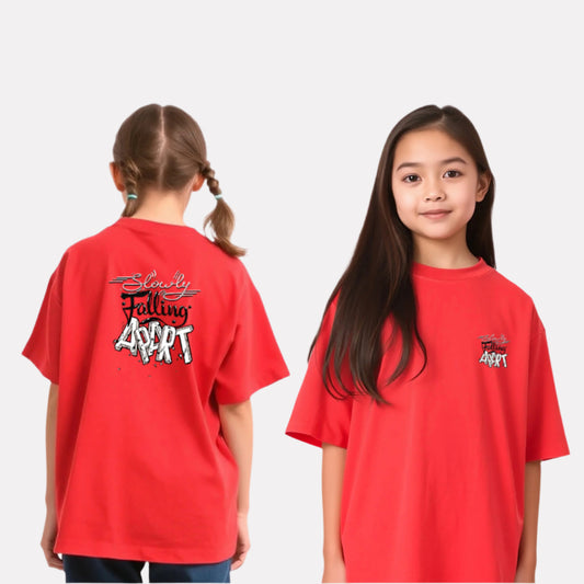 Girls Printed Oversized  T-Shirt Red Color