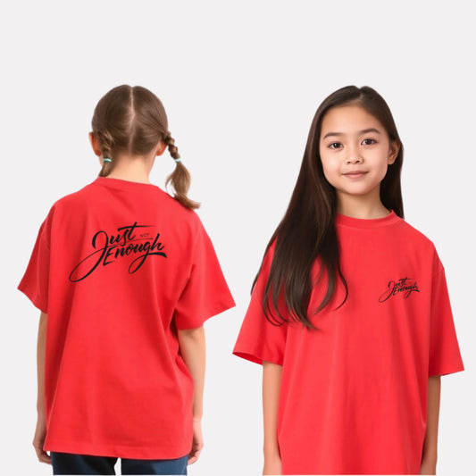 Girls Printed Oversized T-Shirt Red Color