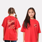 Girls Printed Oversized T-Shirt Red Color