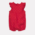 Cotton Knit Frill Sleeves Romper printed