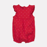 Cotton Knit Frill Sleeves Romper printed