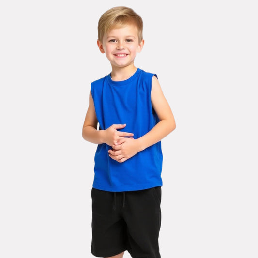 Royal Blue Tee & Black Shorts for Boys