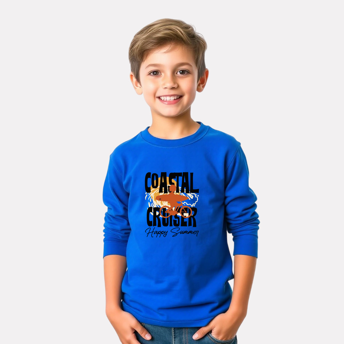 Casual Full Sleeve Round Neck Tee for Boys