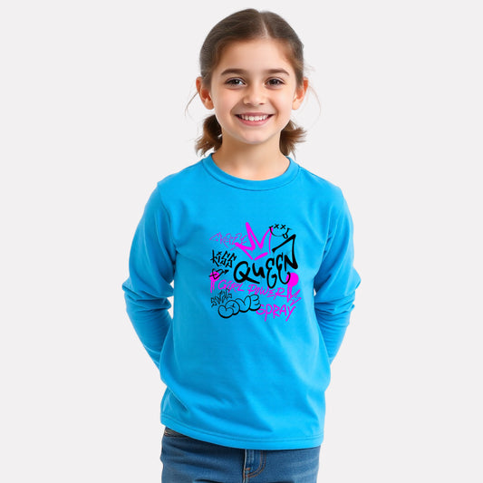 Comfy Round Neck Full Sleeve T-Shirt for Girls