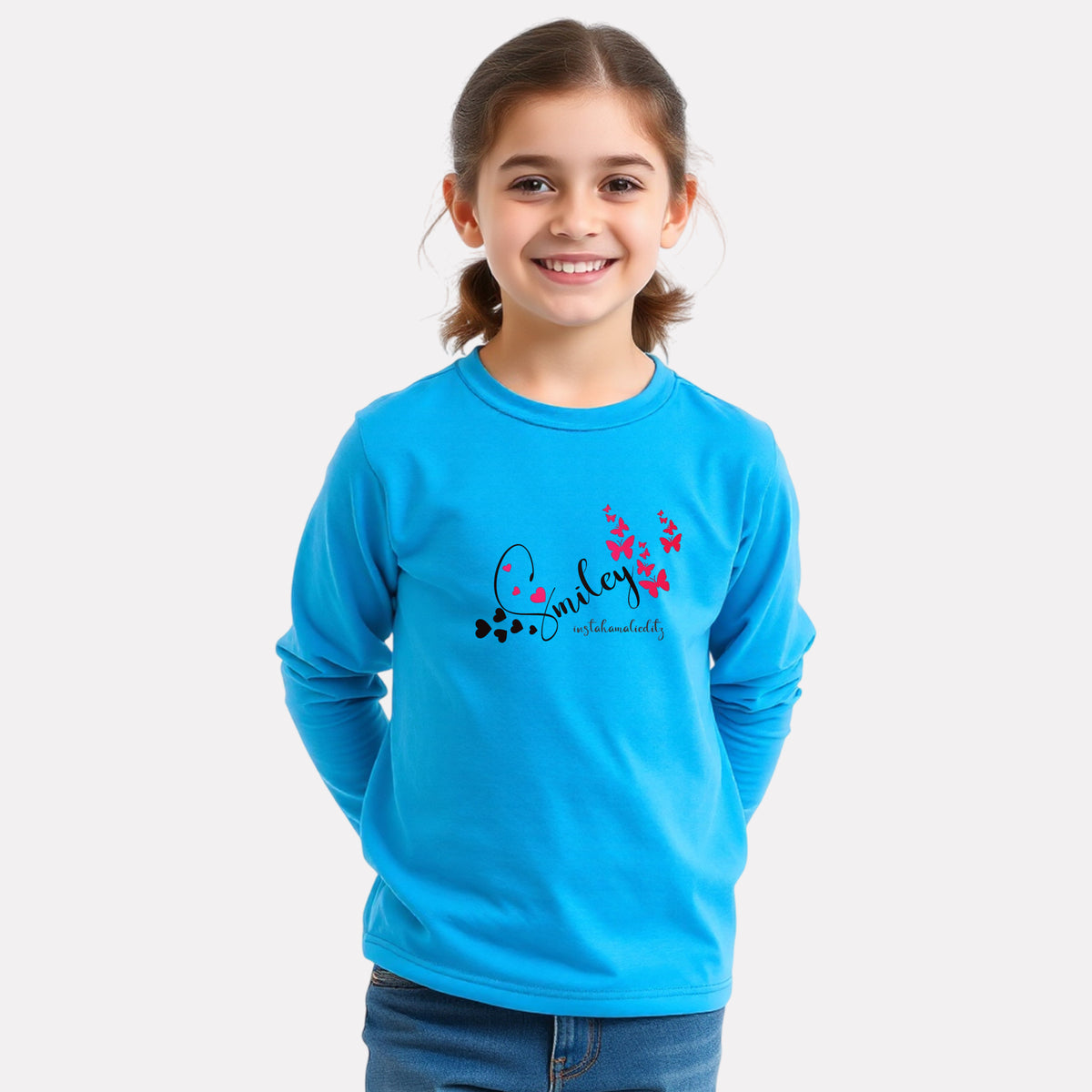 Comfy Round Neck Full Sleeve T-Shirt for Girls