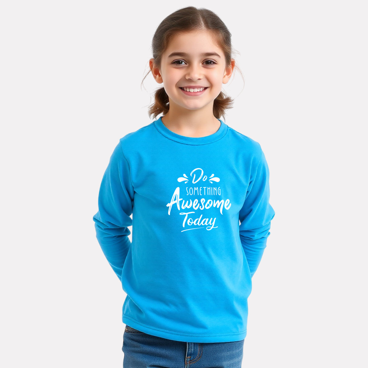 Comfy Round Neck Full Sleeve T-Shirt for Girls