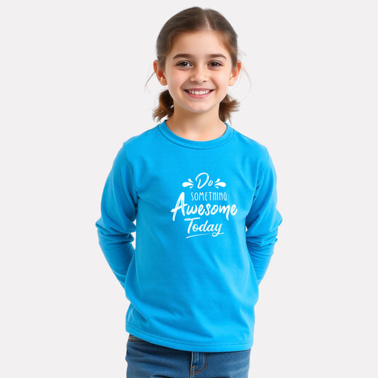 Comfy Round Neck Full Sleeve T-Shirt for Girls