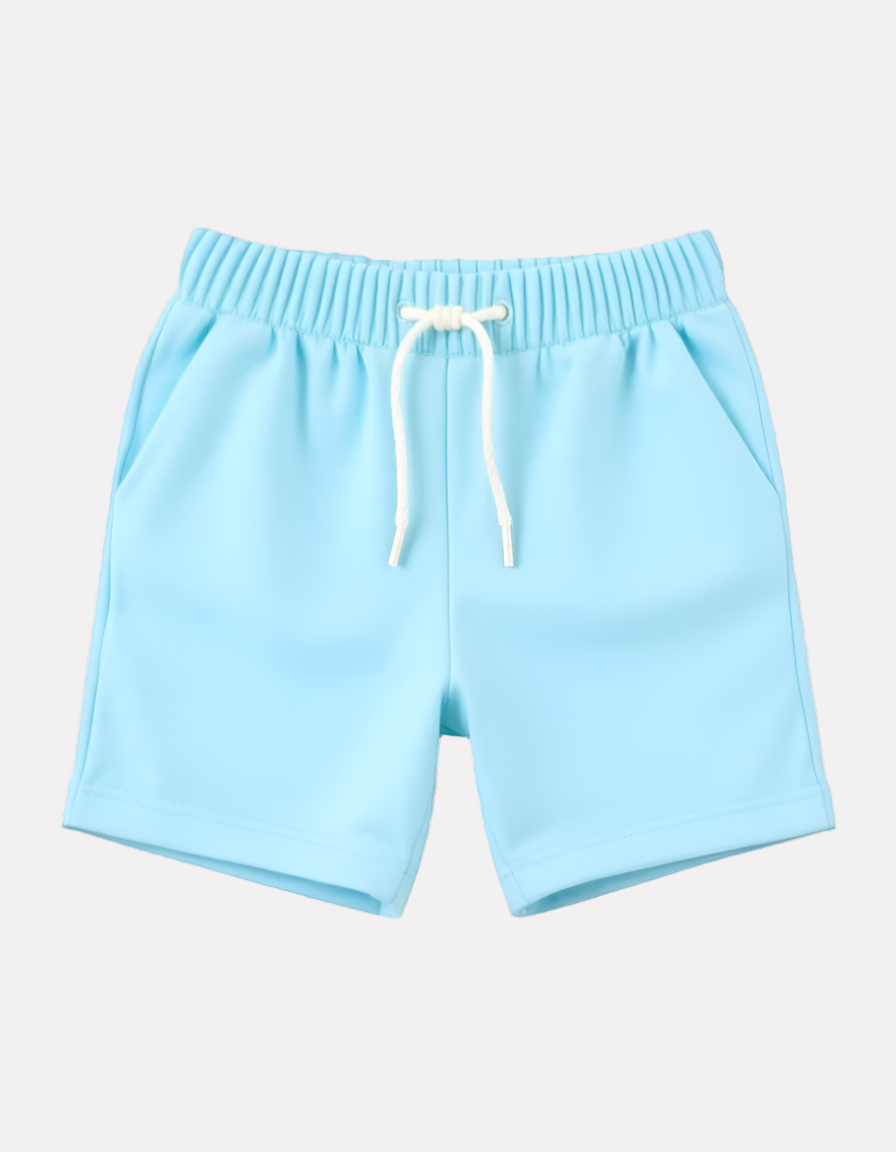 White Printed T-shirt with Turquoise Shorts Set