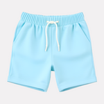 White Printed T-shirt with Turquoise Shorts Set