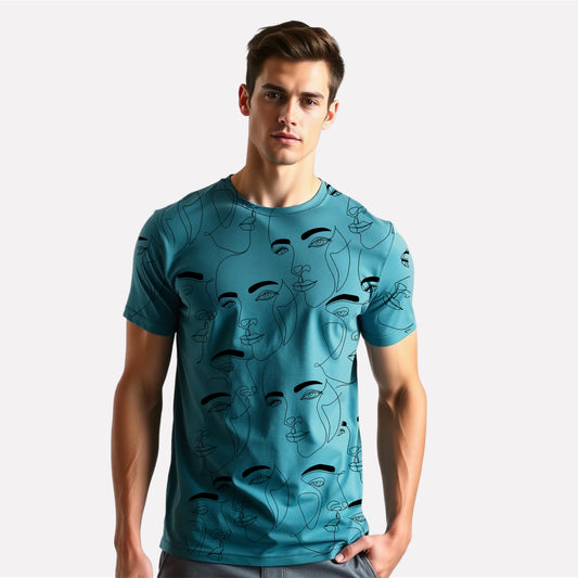 Men's 3-Pack Printed Round Neck Cotton T-Shirts