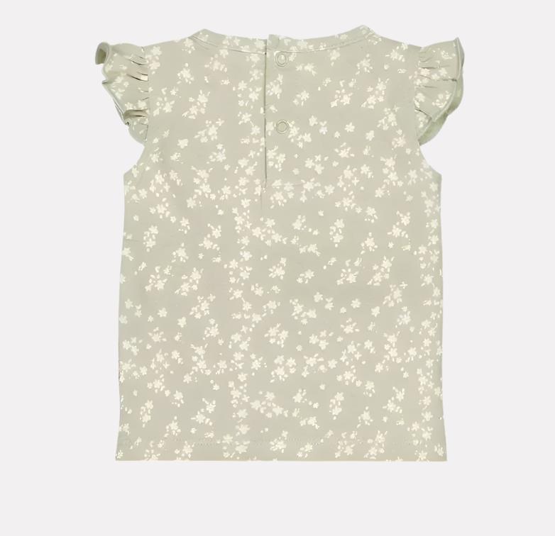 Girls baby T-shirt soft green embroidery