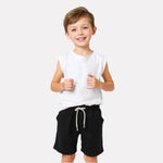 White Tee & black Shorts for Boys