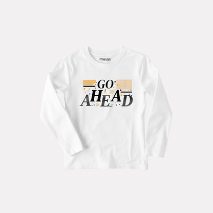 Trendy Graphic Printed Boy Cotton Full Sleeve T-Shirt (White)